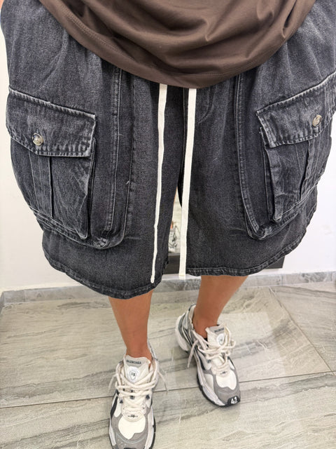 BERMUDA CARGO FRONT DENIM