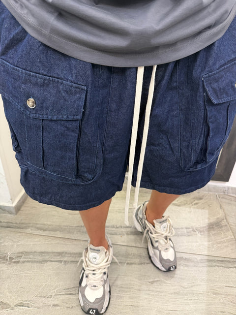 BERMUDA CARGO FRONT DENIM
