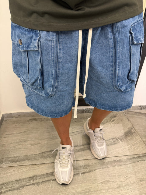BERMUDA CARGO FRONT DENIM