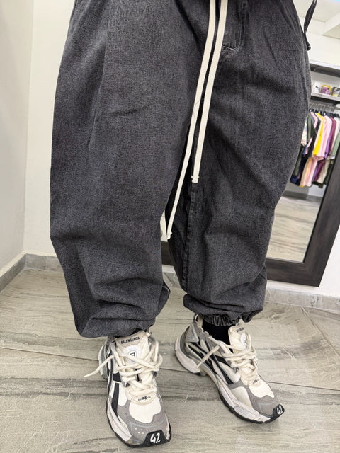 PANTA POLSINO OVER DENIM