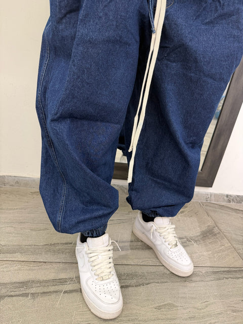 PANTA POLSINO OVER DENIM